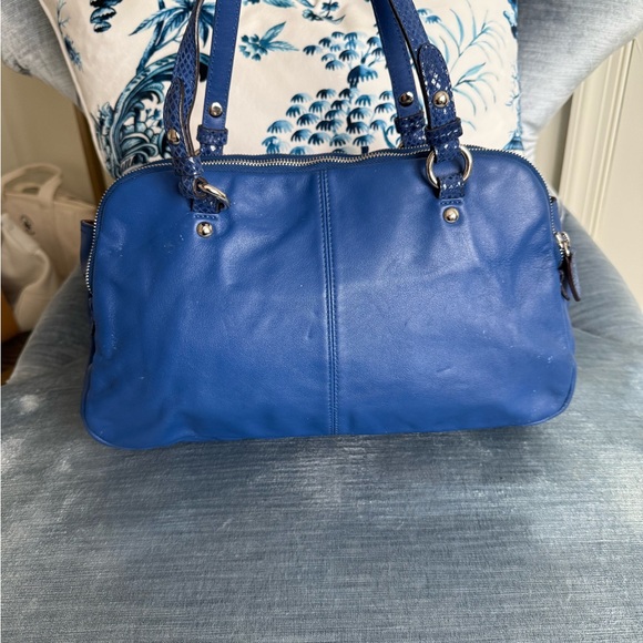 Coach Penelope Cobalt Blue Leather Snake Accents Shoulder Bag - Picture 7 of 16